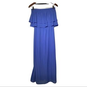 Blue Strapless Maxi Dress Large